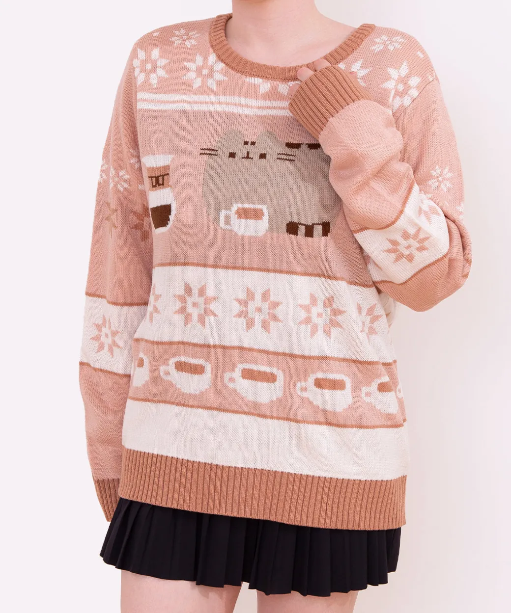 pusheen_coffee_break_unisex_knit_sweater_5.webp Pusheen Coffee Break Unisex Knit Sweater