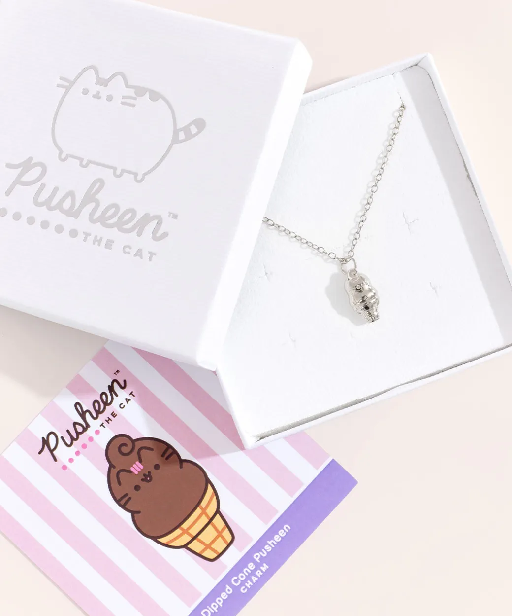 pusheen_dipped_cone_charm_necklace_4.webp Pusheen Dipped Cone Charm Necklace