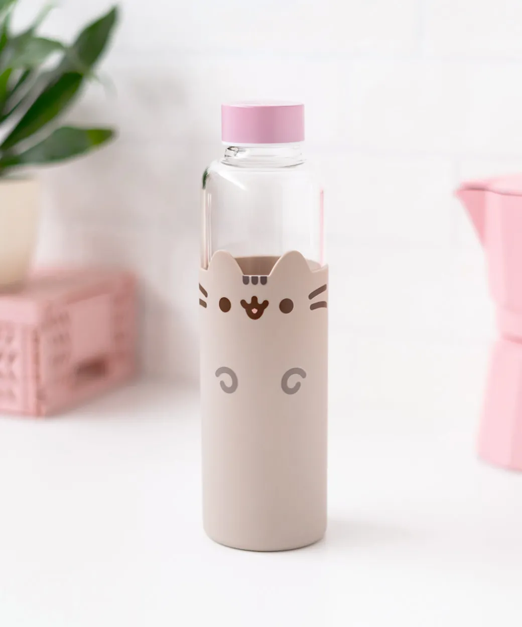 Pusheen Glass Water Bottle